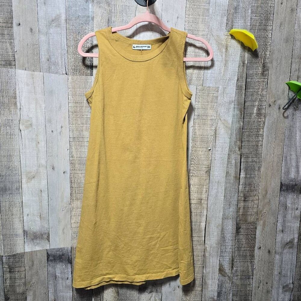 American Giant Mustard Muscle Tee Tank Dress XS Gorpcore Minimalist Casual Basic